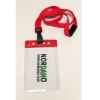 Billede af Kortholder / bæreetui blød plast 86 x 54 mm rød top / klar med rød lanyard. (60270315/60270305)+60270545